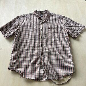 Carhartt Shirt Mens 2XL Plaid Short Sleeve Relaxed Fit Distressed Workwear
